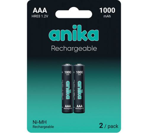 Батарейка перезаряжаемая AAA Anika HR03 1000mAh x2